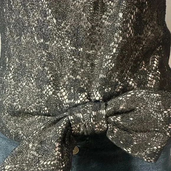 Marc by Marc Jacobs Women’s Black Floral Lace Top with Bow - Picture 9 of 12